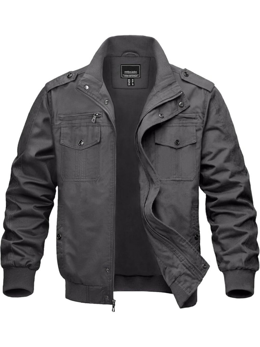 Lightweight Men's Military Cargo Jacket - Full Zip, Stylish & Versatile